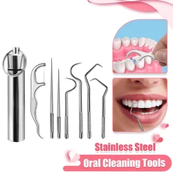 Stainless Steel Toothpick Set Reusable Toothpicks Tooth Flossing Tartar Removal Tool Portable Teeth Cleaner for Tooth Oral Clean