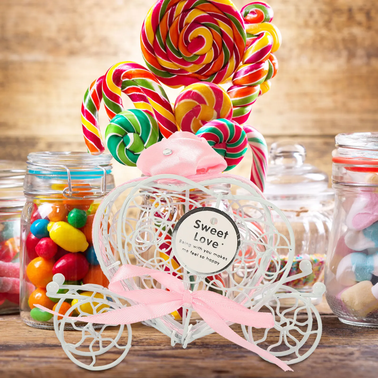 

Heart Shaped Candy Box Boxes Hollow Container Dish Gift Treat Ribbon Decorative Party Wedding