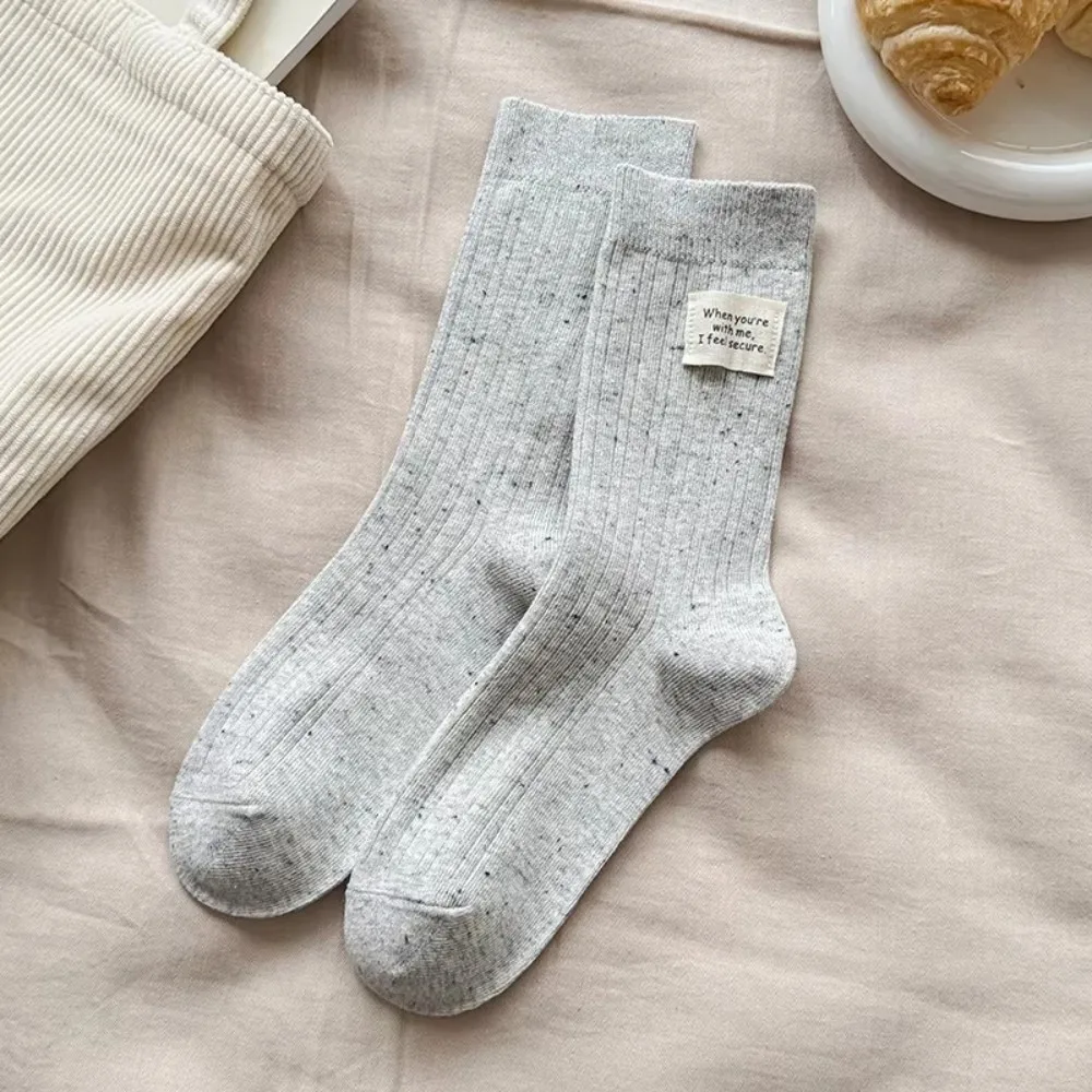 

Comfy Simple Letter Women's Socks Korean Style Casual Middle Tube Socks Breathable Cotton Crew Socks Girl