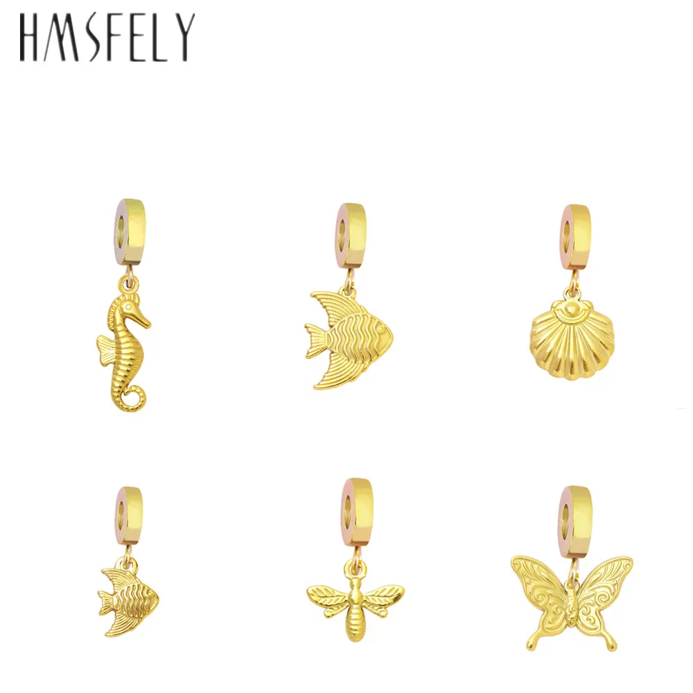 

HMSFELY animal design diy necklace pendant female simple versatile for stainless steel bracelet tags 5pcs