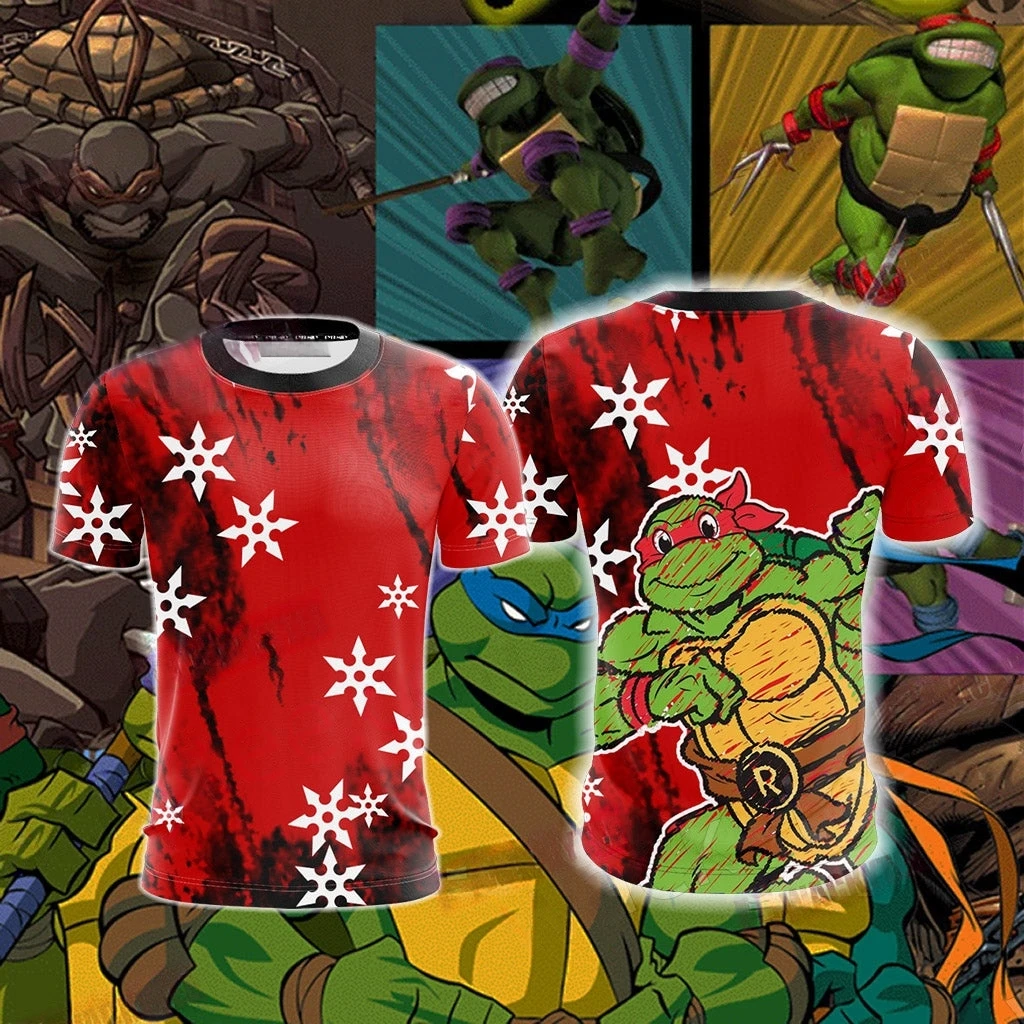 

Футболка унисекс с коротким рукавом «Четыре брата-черепахи» 2026: Свободная, дышащая, больших размеров, для детей, костюм для косплея