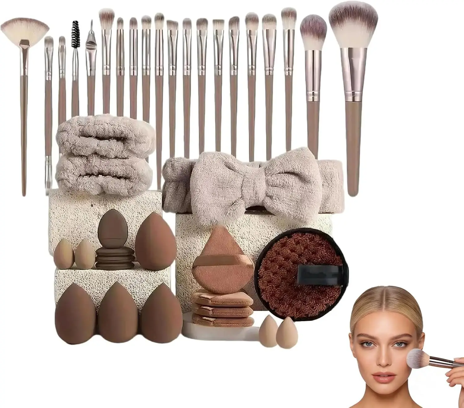 

Набор кистей для макияжа, 40 шт., кофейно-коричневый, профессиональный набор инструментов для макияжа, включает кисти для тональной основы, бровей, подводки для глаз и консилера.