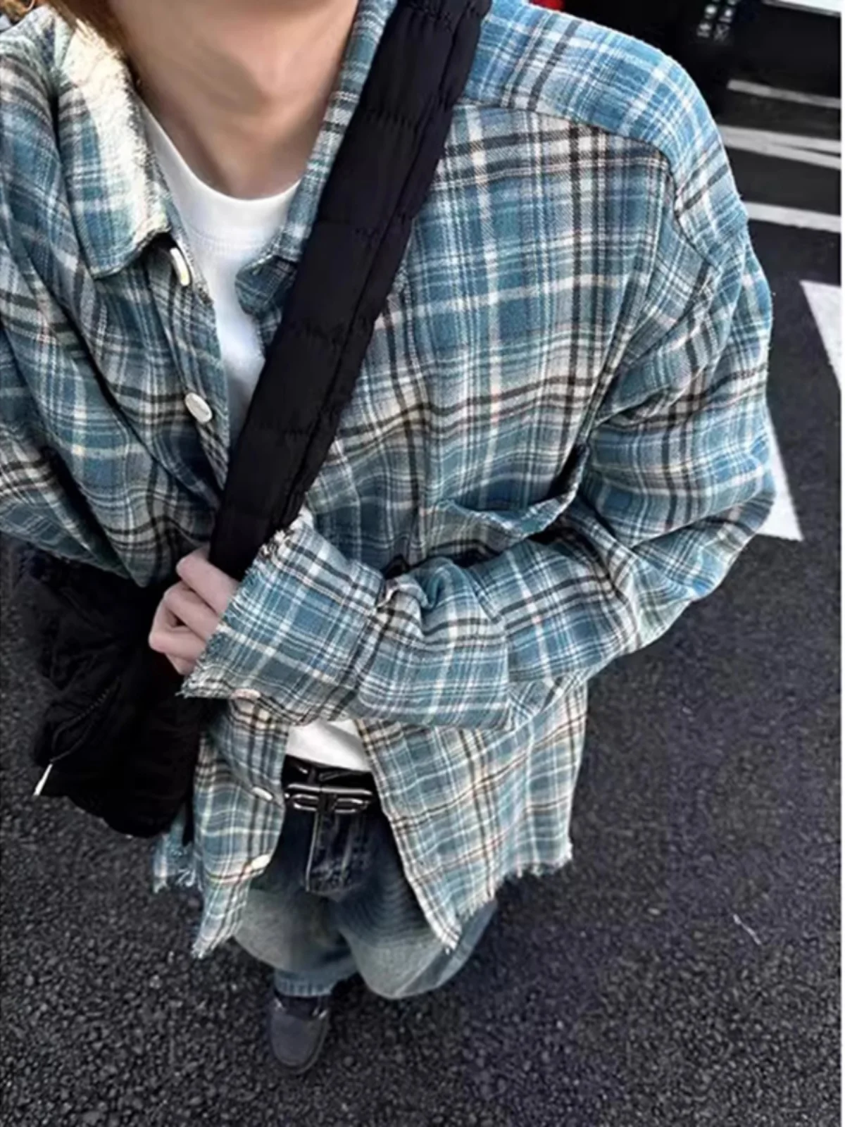 

Cleanfit Plaid irt Men's Long Sve American Retro 2024 New Cheered irt Sli Haome Outerwear Loose Fit Spring