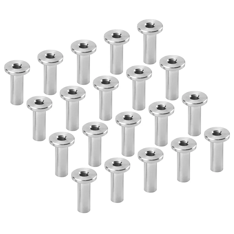 Y17A 60Pcs Stainless Steel Protector Sleeves Protective Sleeves Grommet Kit For 1/8Inch Wire Rope Cable Railing