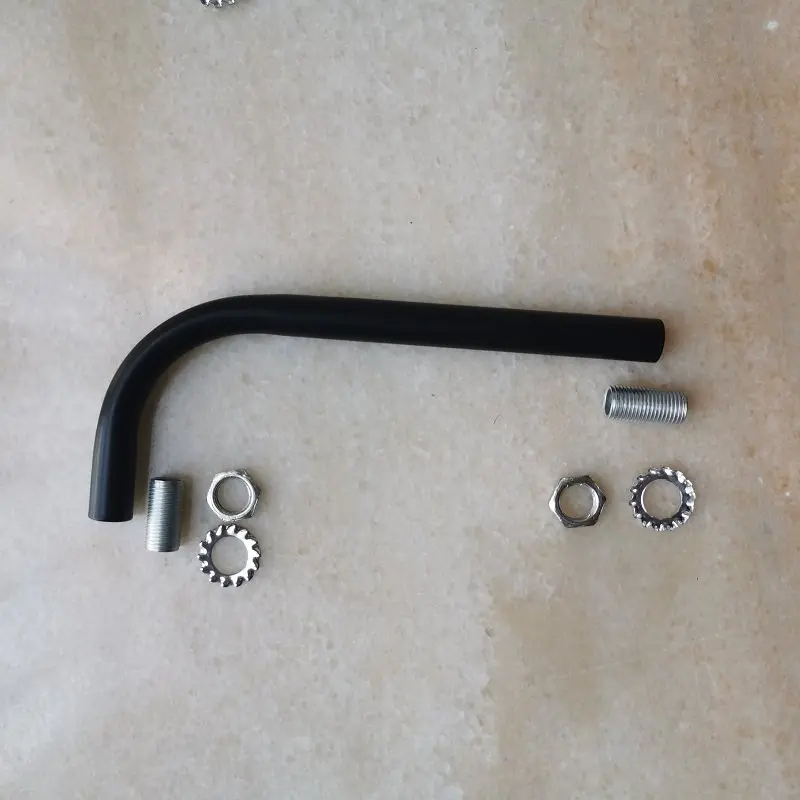 2PC Bent Inner Tooth Elbow Pipe Wrought Iron Connecting Pipe For Desk/Wall Lamp Transfer Iron Fittings DIY Light with tube Nut
