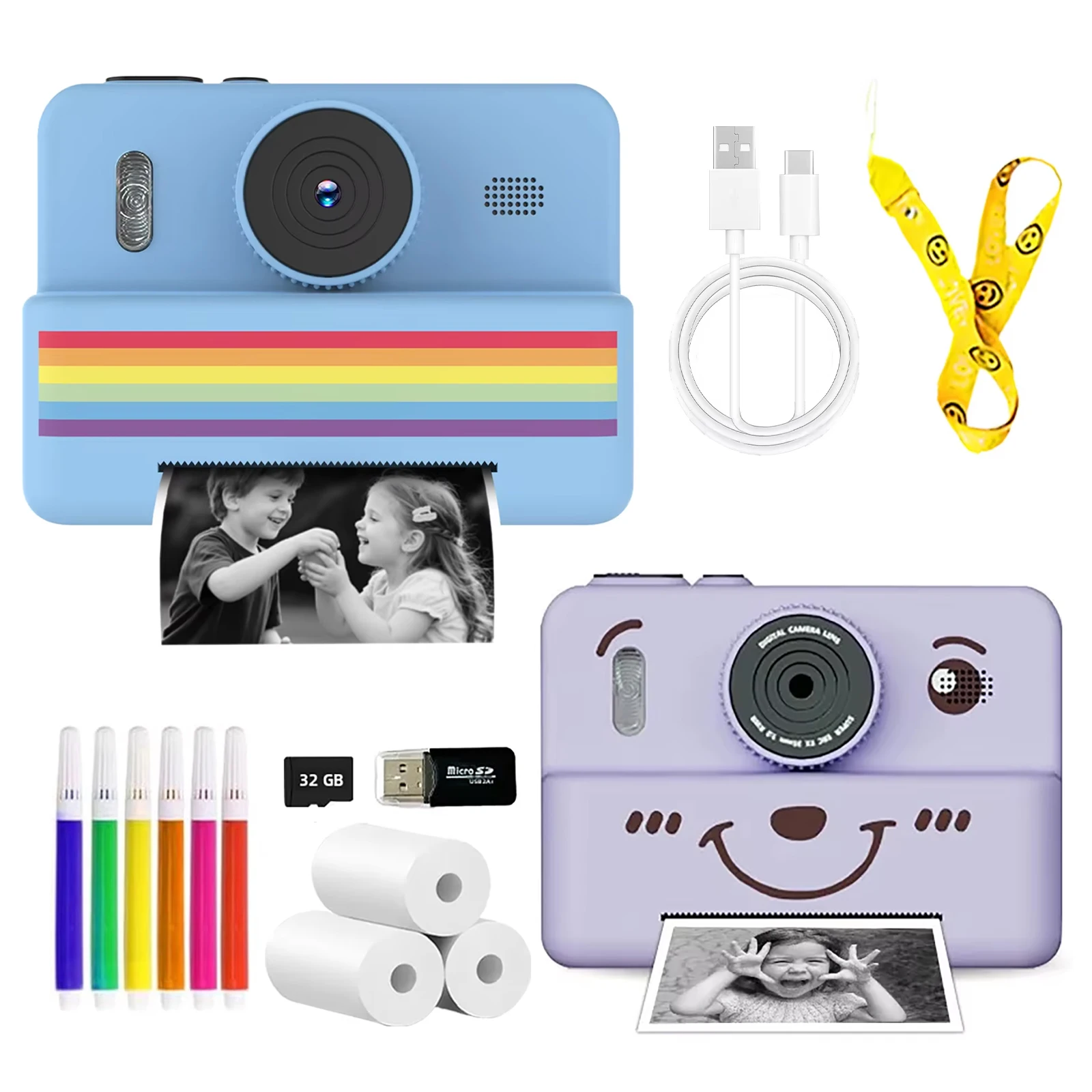 Instant Print Camera Digital Camera Mini Thermal Photo Printer photo printer For Kids 5 to 8 Years Festive Christmas Gifts