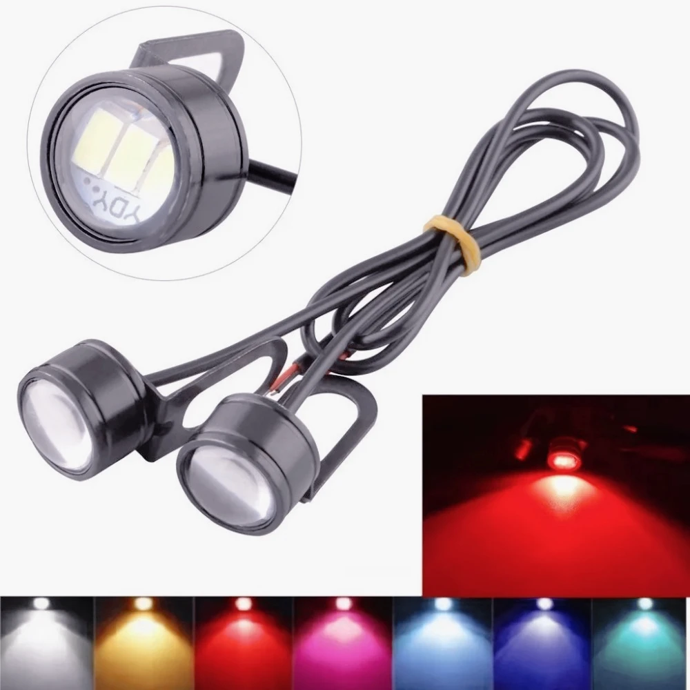 

ZZ-2pcs Motorcycle Eagle Eye Lights Multi Color LED Signal Lamp Warning Brake Strobe Flash Fog Light Spotlight 12V Headlight