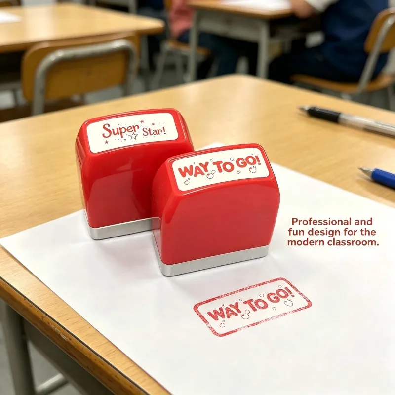 2pcs Commendation Seal Set Bright Red Square Main Body Superstar/Refueling Portable Size Clearly Marked