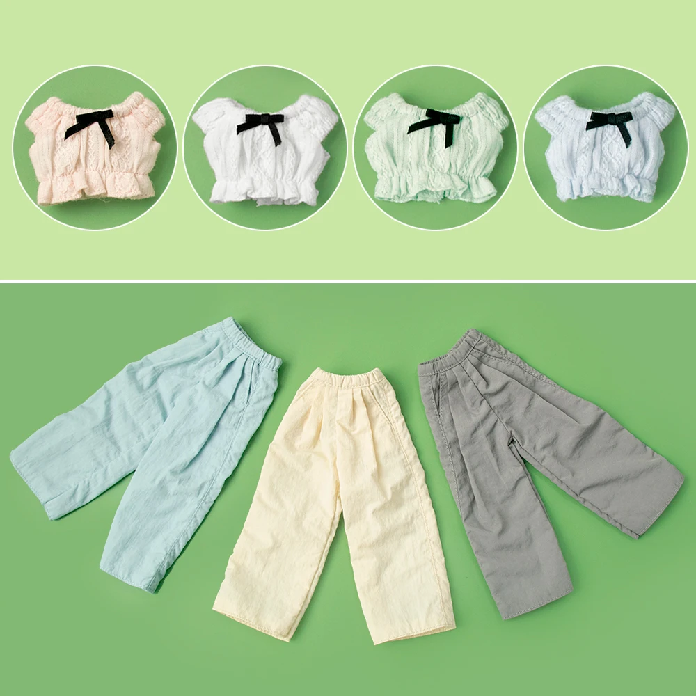 Ropa Blythe, Top con hombros descubiertos, pantalones informales de pierna ancha, conjunto de pantalones vaqueros blancos de encaje para Licca Azones Ob2224 Ker YMY, accesorios para muñecas