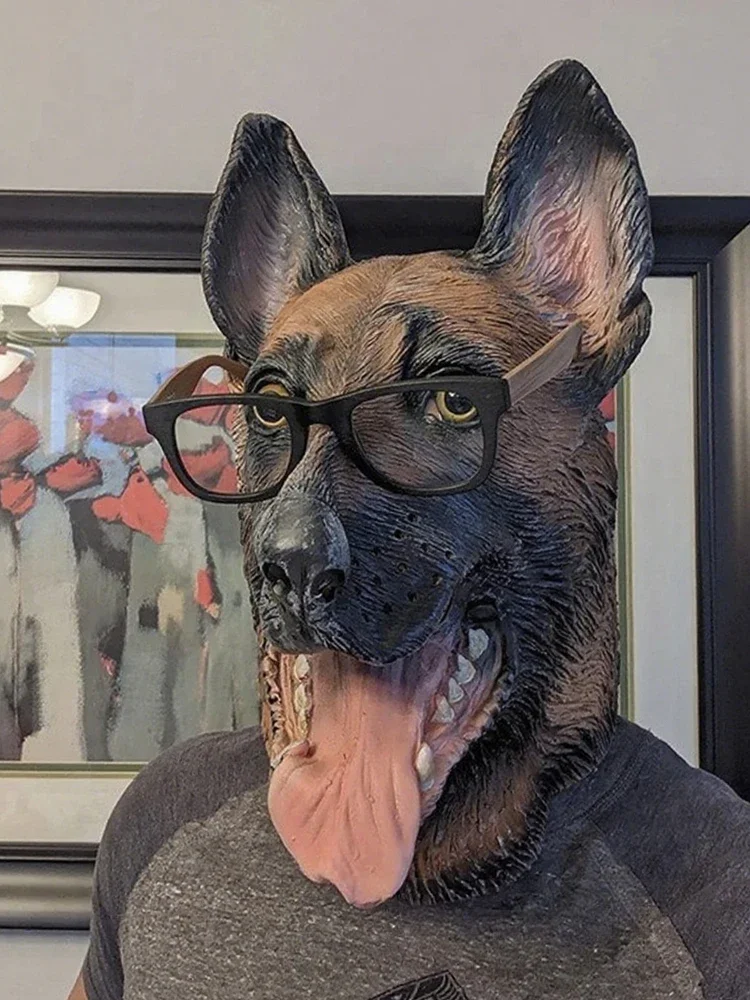 

Naughty Halloween Party Latex Animal Dog Head Mask Role Play Funny Shepherd Puppy Cosplay Novelty Fancy Dress Party Props