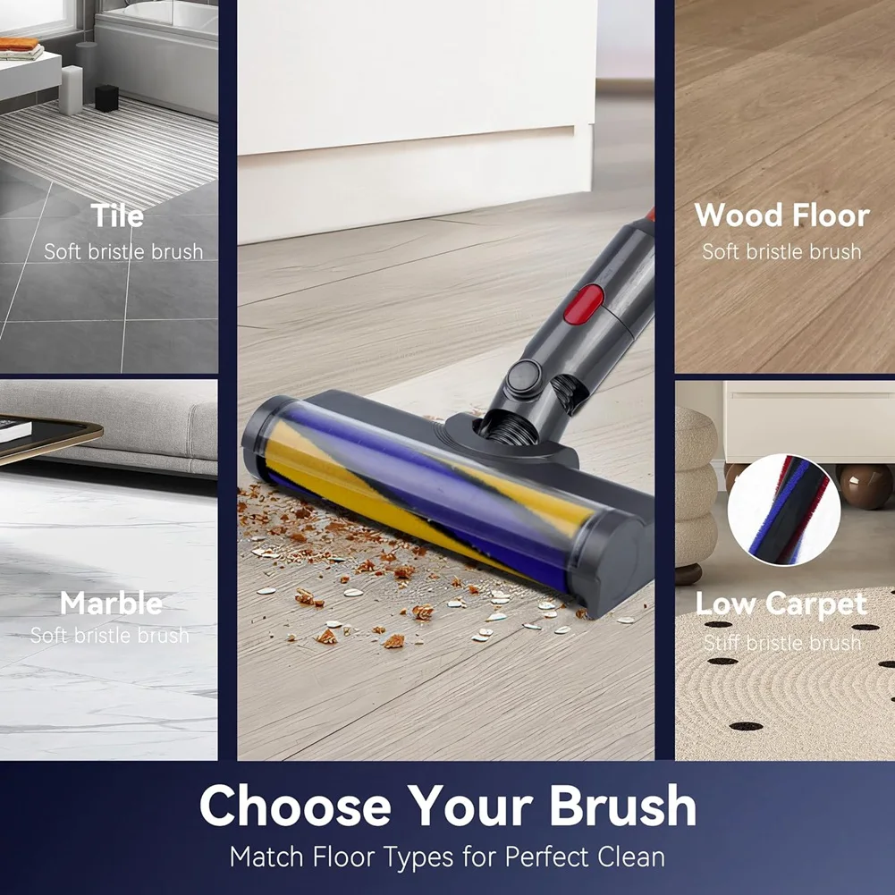 For Dyson V7 V8 V10 V11 V15 Vacuum Cleaner Floor Nozzle Brush Head With LED, Illuminates  Dust For Hard Floors-ABPX