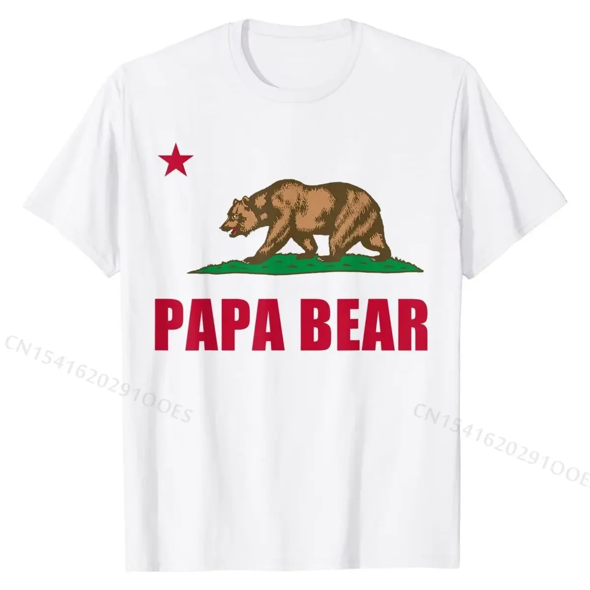 California Republic Papa  Dad Fathers Day Gift T-Shirt Top T-shirts Casual Company Cotton Tops T Shirt Print for Men