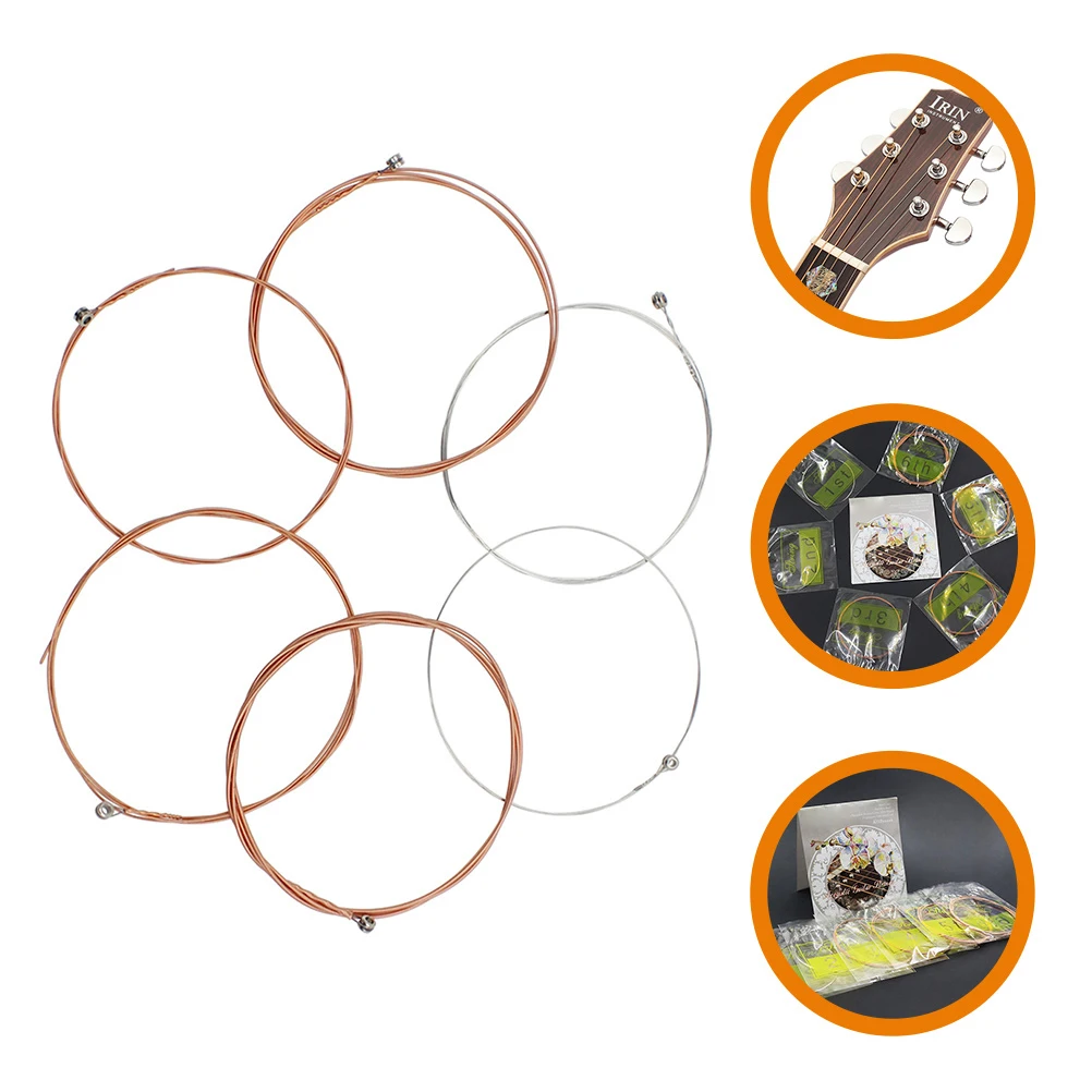 

6Pcs Guitar Strings Acoustic Folk String Set Stainless Steel High Durability Bright Tone Easy to Play String Pack