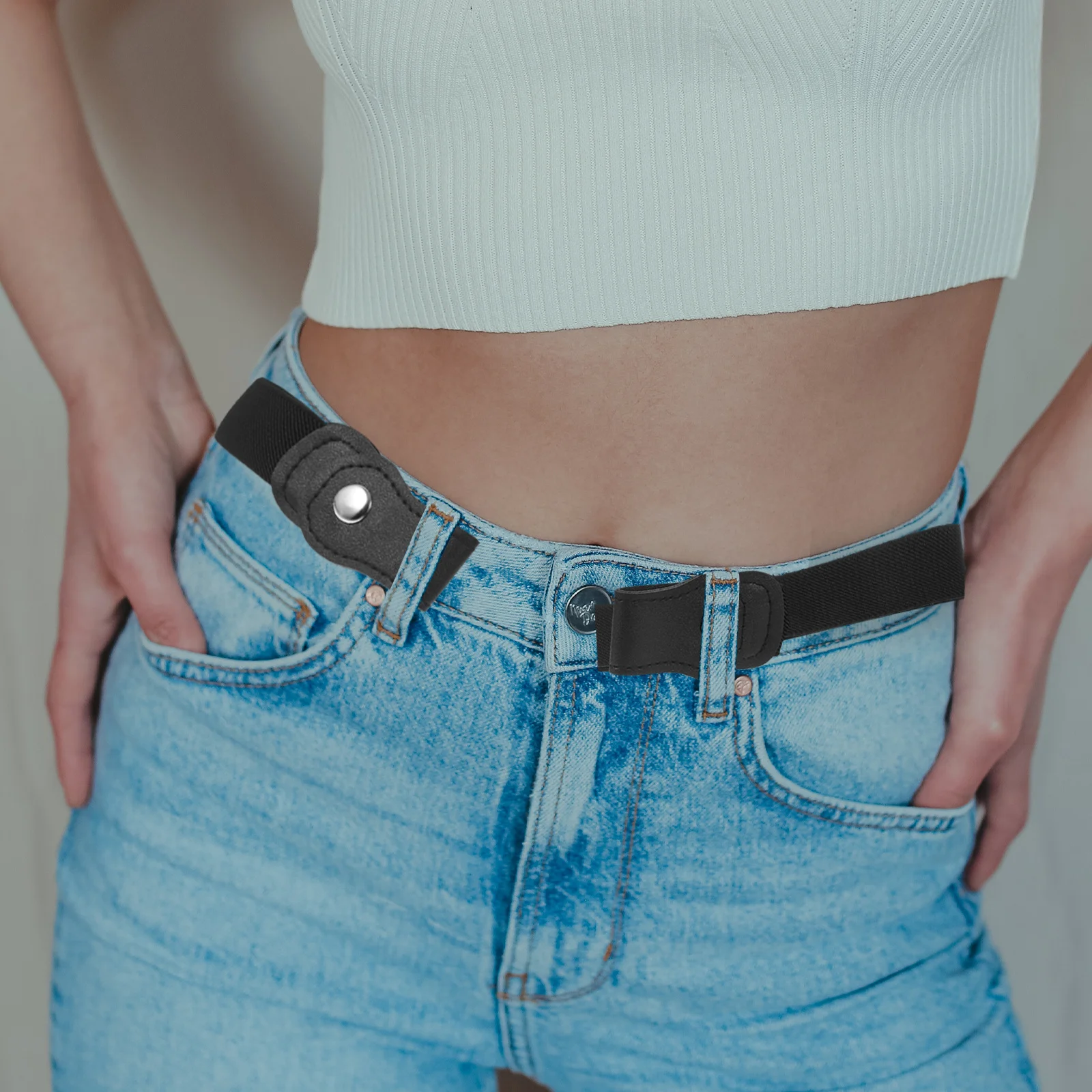 

Adjustable Waist Belt No Buckle Elastic Band For Soft Cloth Artificial Belt For Jeans Outfits