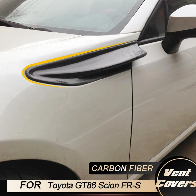 Car Front Side Fender Vent Trims for Toyota GT86 Scion FR-S 2012-2016 Racing Front Canards Side Air Vent Cover Fins Carbon Fiber