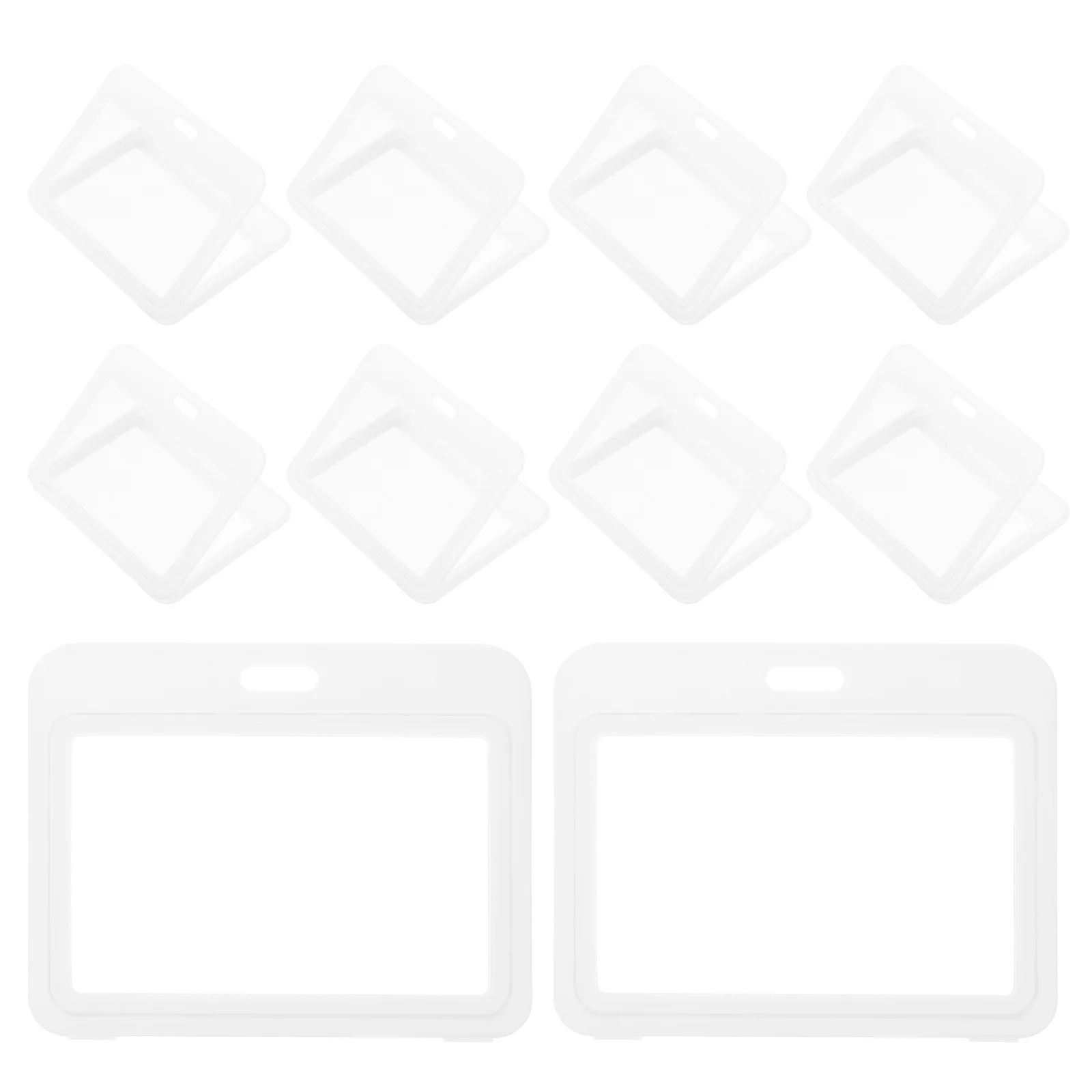 

12Pcs Double Sided Transparent Horizontal Id Card Holder Plastic Badge Protector Sleeve Work Office Card Sleeves