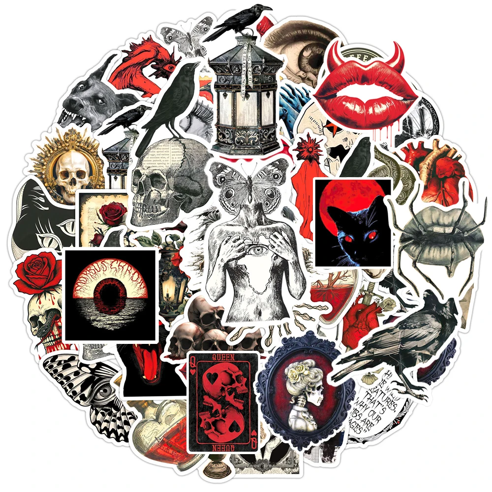10/30/50 Stück Vintage Horror Totenkopf Aufkleber Gothic Stil Aufkleber Spielzeug DIY Skateboard Gitarre Scrapbook Bike Cool Cartoon Sticker Pack