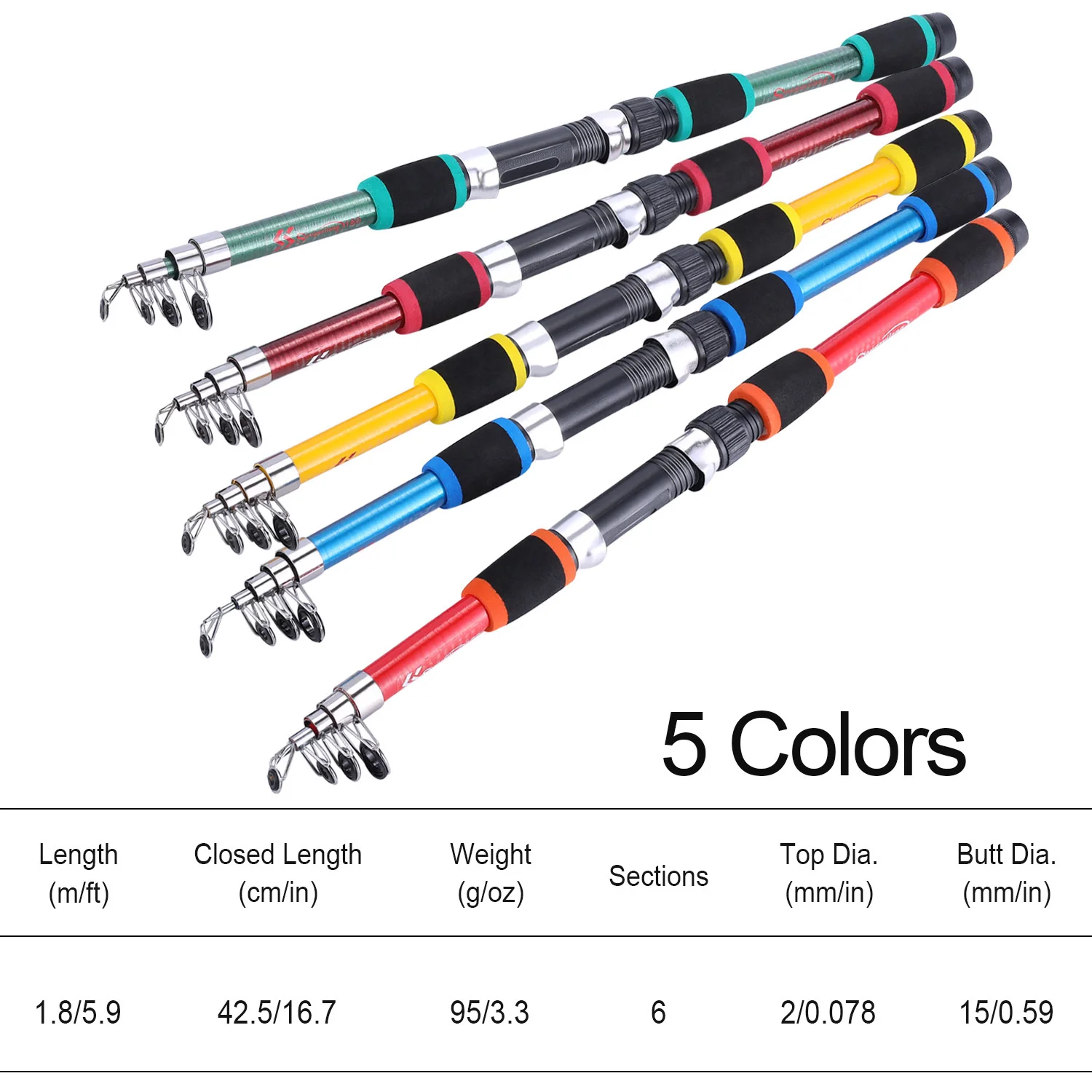 Sougayilang Caña Pescar Telescópica Multisección Multicolor Portátil - imagen 5
