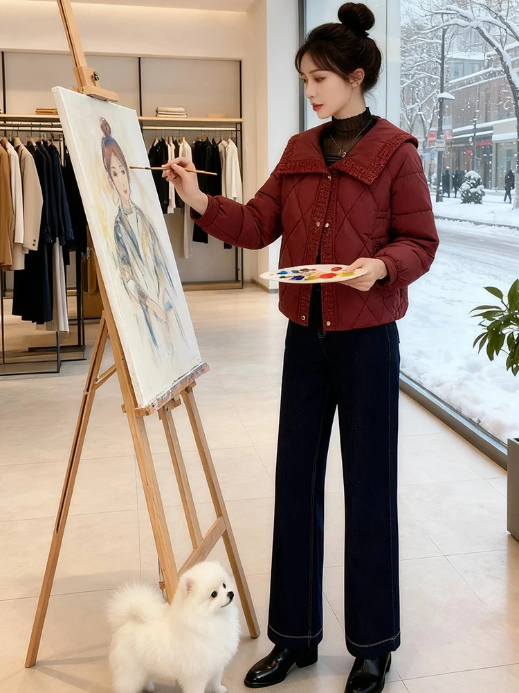 

Корейская женская зимняя верхняя одежда: тёплый и удобный повседневный уличный пиджак-слайтер