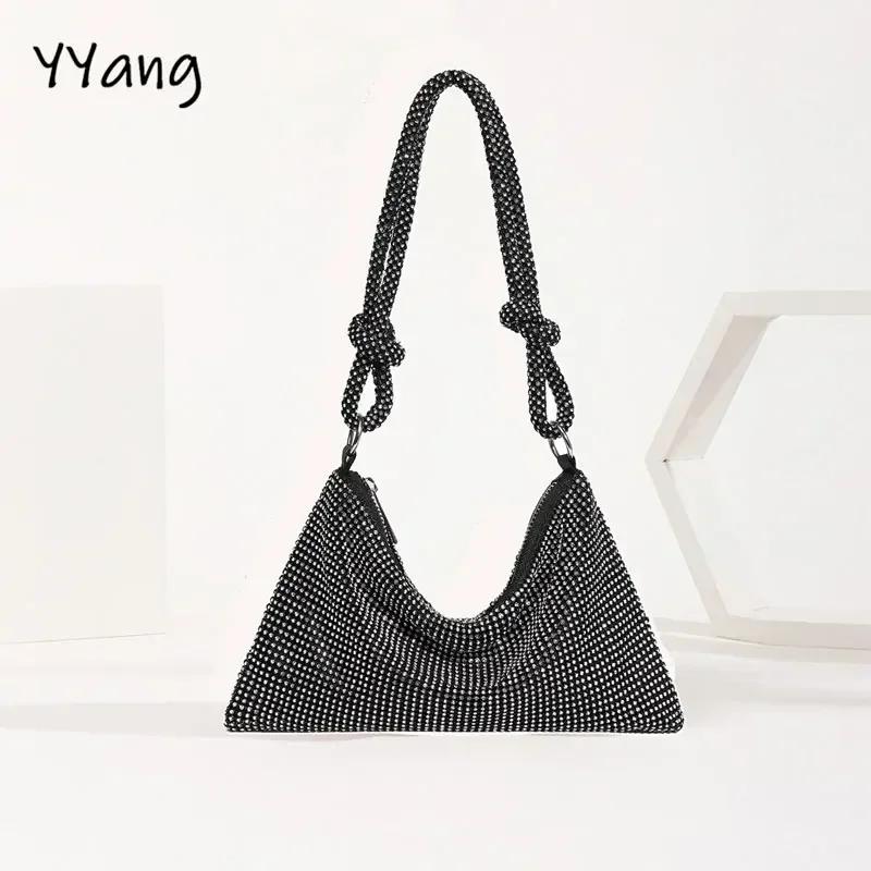 Bolso de hombro con diamantes de imitación para mujer, bolsa brillante para fiesta, bolso de banquete de diseñador de lujo, bolso de hombro para axila, artículo superventas