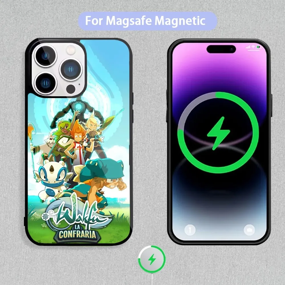 Game w-wakfu Phone Case For Magnetic Inductive Charging iPhone 11 12 13 14 15 Max Pro Mini Plus Shell