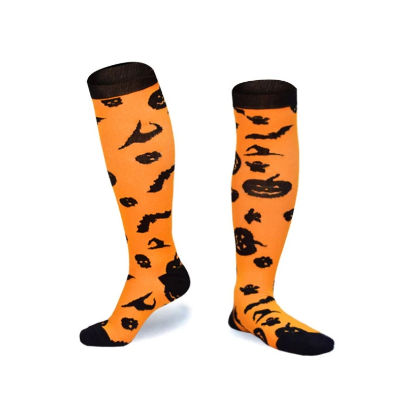 Set di 4 paia di calzini a compressione di Halloween per donna e uomo Kawaii Design originale Happy Funny calzini da allattamento