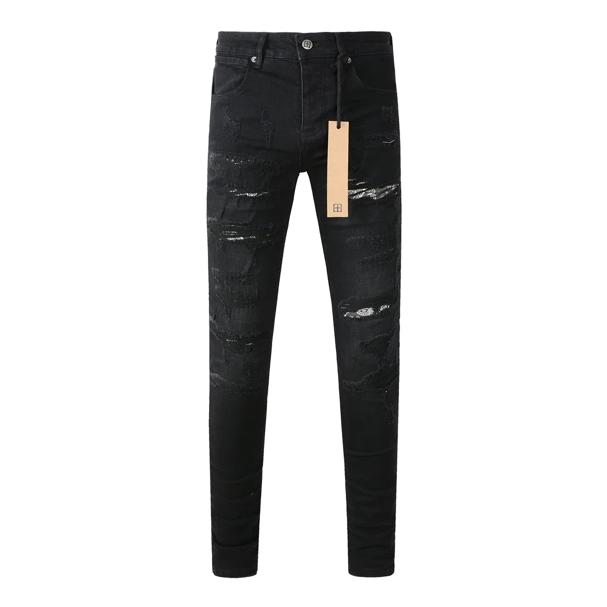 KSUBI Cross Jeans American High Street Paint Hole Trend Low Rise Skinny Denim Pants Pleated Ripped Frayed Jeans