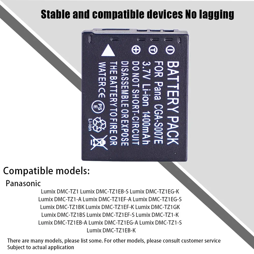 CGA-S007E CGA-S007 Bateria do aparatu 3,7 V 1400 mAh Akumulator do Panasonic DMW-BCD10 DMC-TZ1 TZ2 TZ3 TZ4 TZ5 TZ11 TZ15 — zdjęcie produktu 2