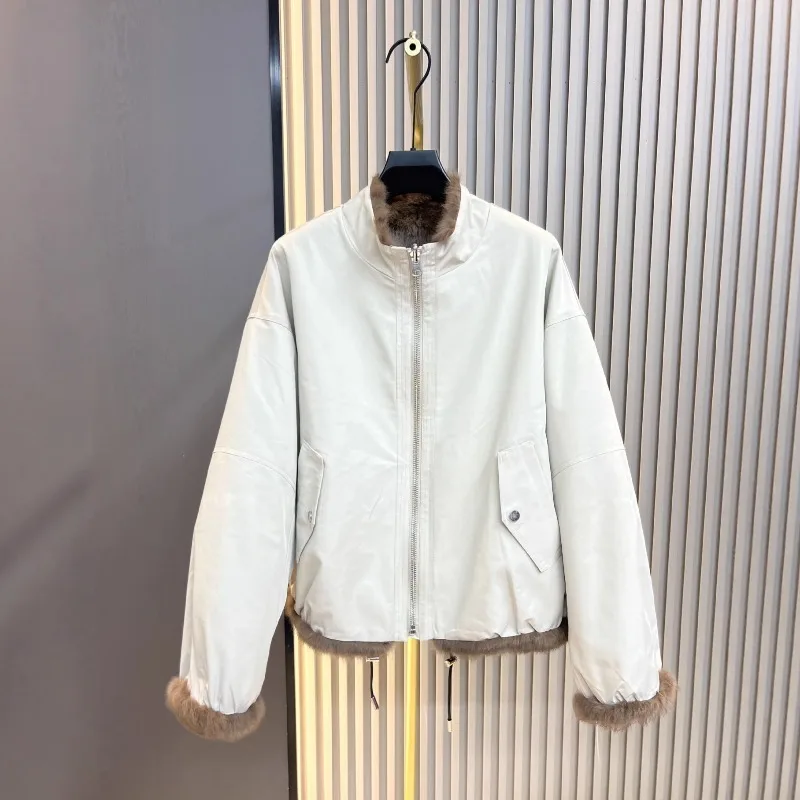 2025 New Fur-Lined One-Piece Furry Coat For Ladies Korean Style Reversible Parkas Winter Faux Fur Coat Warm Comfortable Women