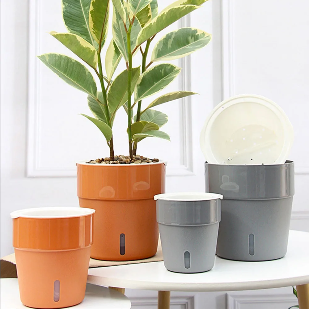 Self Watering Planter Pots Plastic Water Storage Lazy Small Planter Self-priming Planter Visual Water Indoor Outdoor Flower Pot