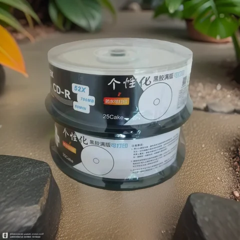 검정색 CD-R 빈 디스크 기록 가능 700MB 80MIN 52X 인쇄 가능 2 배럴 50개