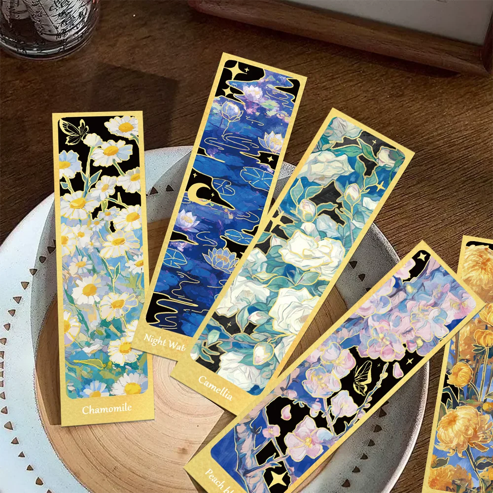 30pcs oil painting floral bookmarks student reading book page book marking paper card notebook book page marking bookmarks