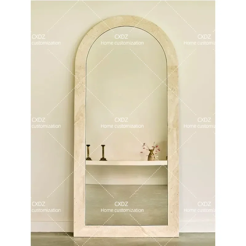 Wabi Sansan Natural Marble Jade Floor to Ceiling Full Length Mirror for Home Villa Decor