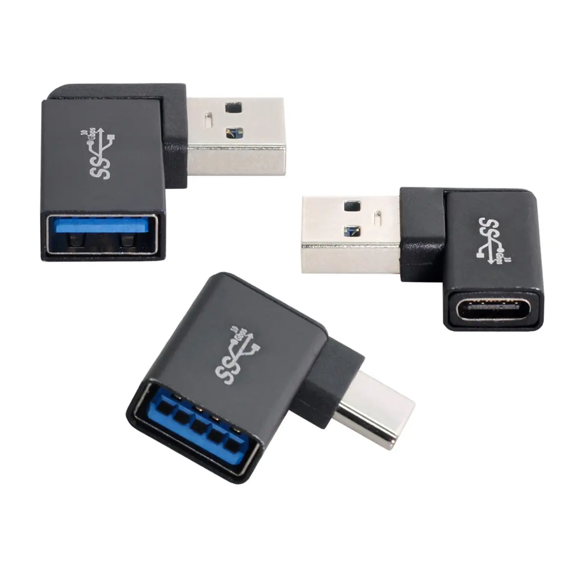 Cablecc 3pcs/lot  90 Degree AngledUSB 3.1 Type C Male Female to USB3.0 Type A Female OTG Data 10Gbps Adapter