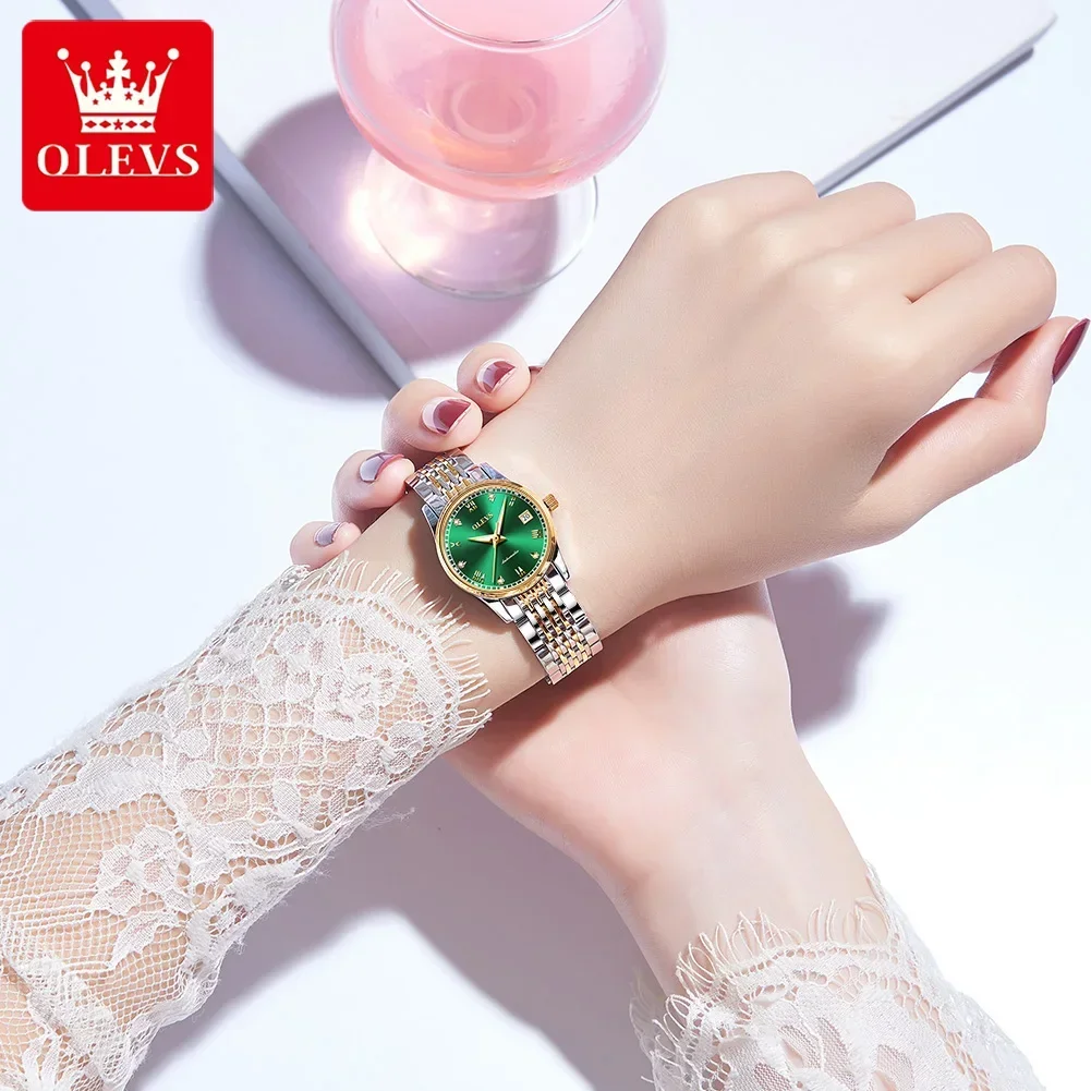 OLEVS-Reloj de pulsera para mujer, con movimiento automático Original, de lujo, luminoso, mecánico, de marca superior,reloj mujer