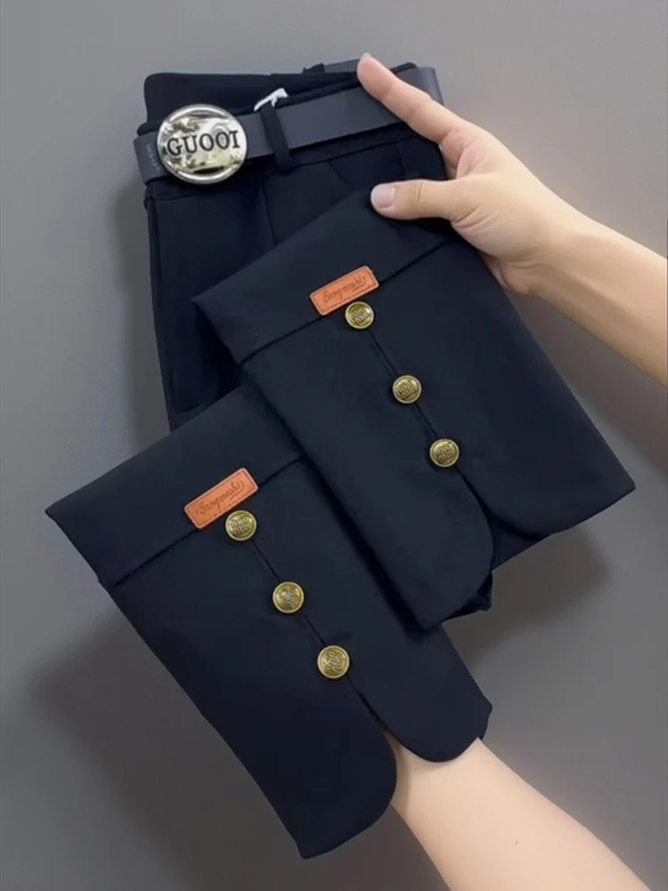 Pantalones de mujer traje negro pantalón 2025 primavera otoño ajustado ocio elegante hasta el tobillo Leggings sueltos Mujer Pantalones pitillo Mujer