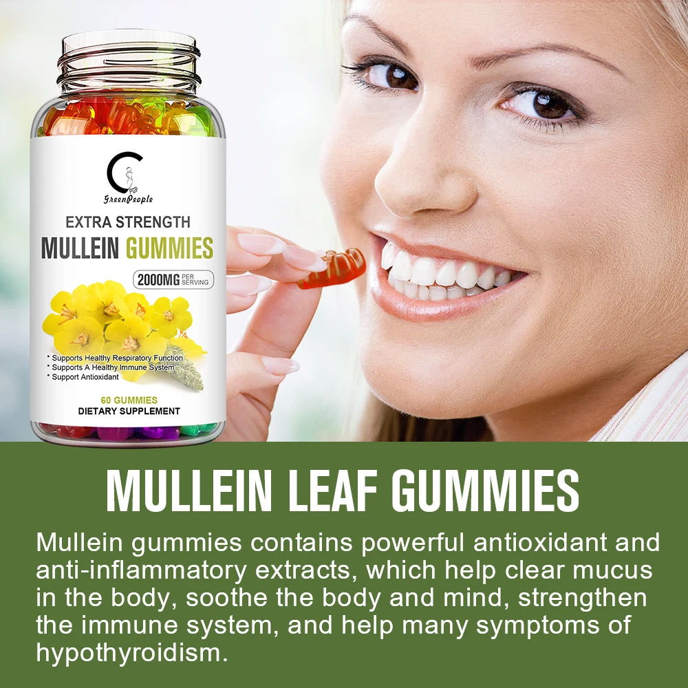 Mullein Leaf Extract Gummies Deep Sleep Better Detox & Cleanse Healthy, Bronchial &immune Function Herbal Supplement