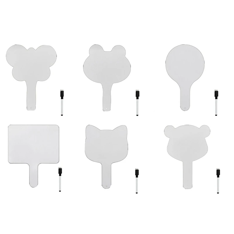 6 PCS Dry Erase Answer Paddle Dry Erase Boards White Board Wood Double Sided Paddles Dry Erase Boards