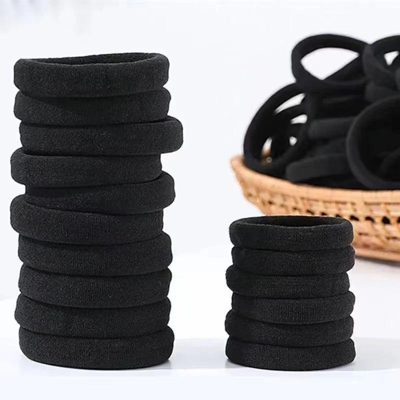 50/100pcs 검은 머리 밴드 헤어 밴드 높은 탄성 고무 밴드 헤어 타이 포니 테일 홀더 여성용 스크런치 액세서리 소녀 용