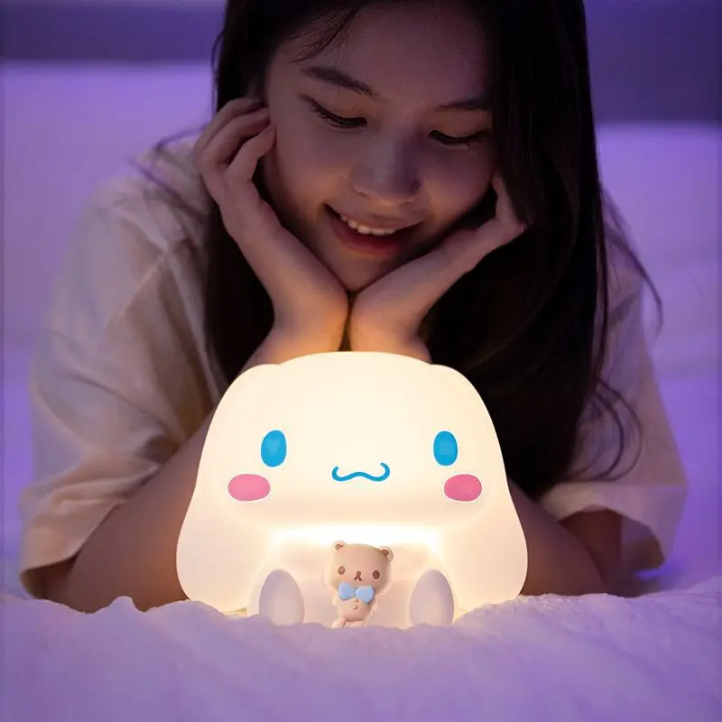 New Anime Sanrio Cinnamoroll Nightlight Bedroom Bed Sleeping Pat Eye Protection Soft Light Table Lamp Kid Christmas Holiday Gift