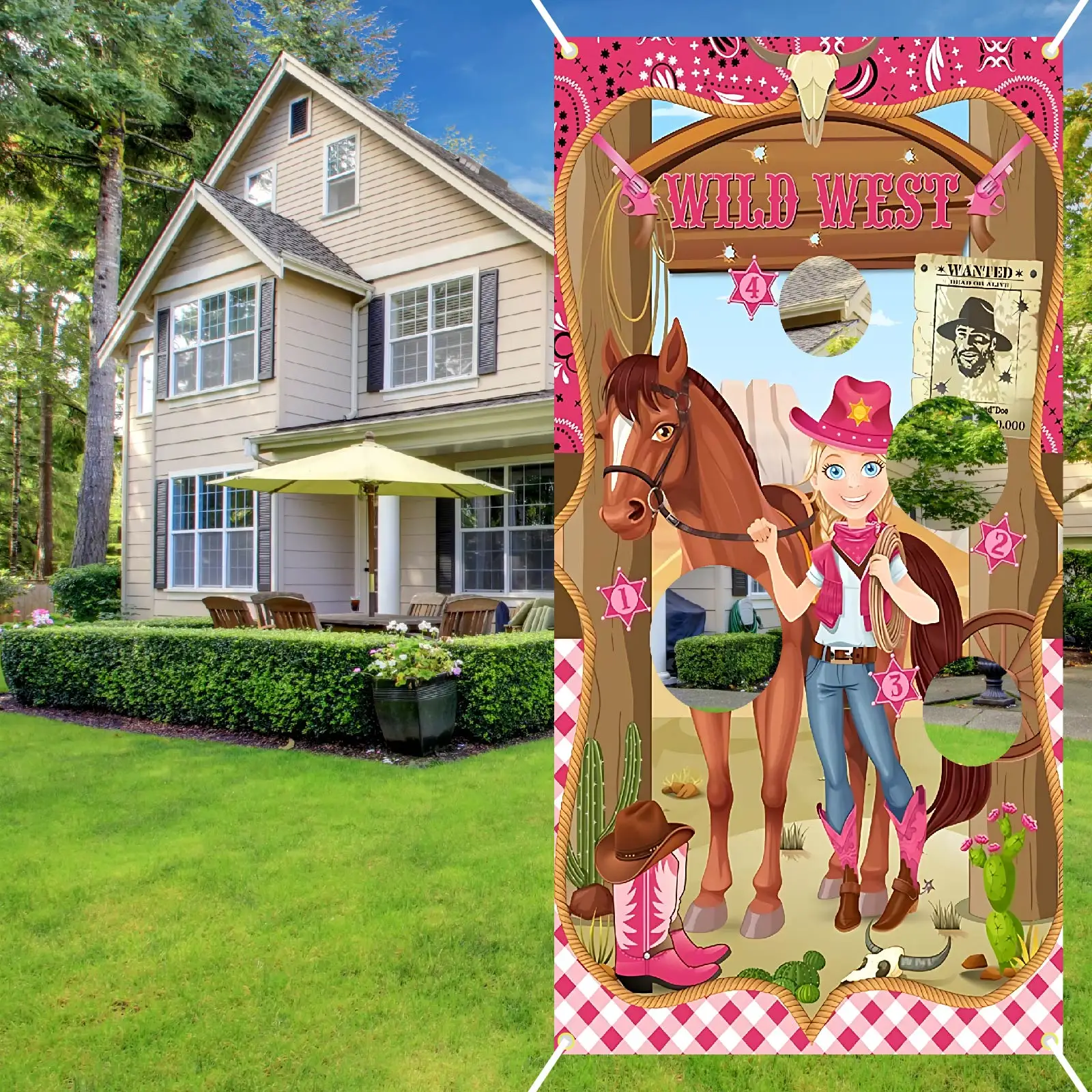 Cowgirl Toss Game, Western Cowgirl Cowboy Game Backdrop Pink, Wild West Last Rodeo Cowgirl Birthday Bachelorette Party