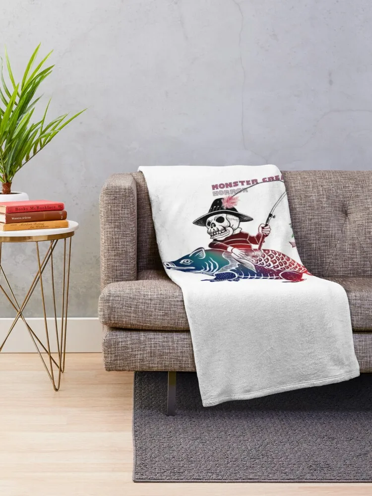 Wow Colorful Skull Fishing Throw Blanket Heavy Luxury Thicken Soft Big Blankets