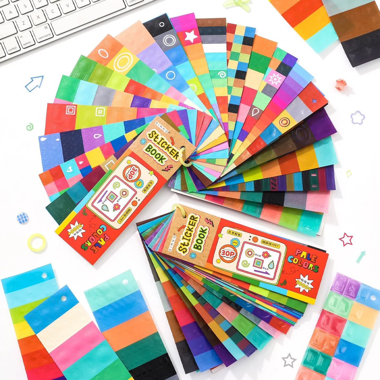 Journal GO 30pcs  Color Card Basic Sticker Morandi Color Simple Ins Basic Scrapbook DIY Goo Card Decor Collage Junk Journal