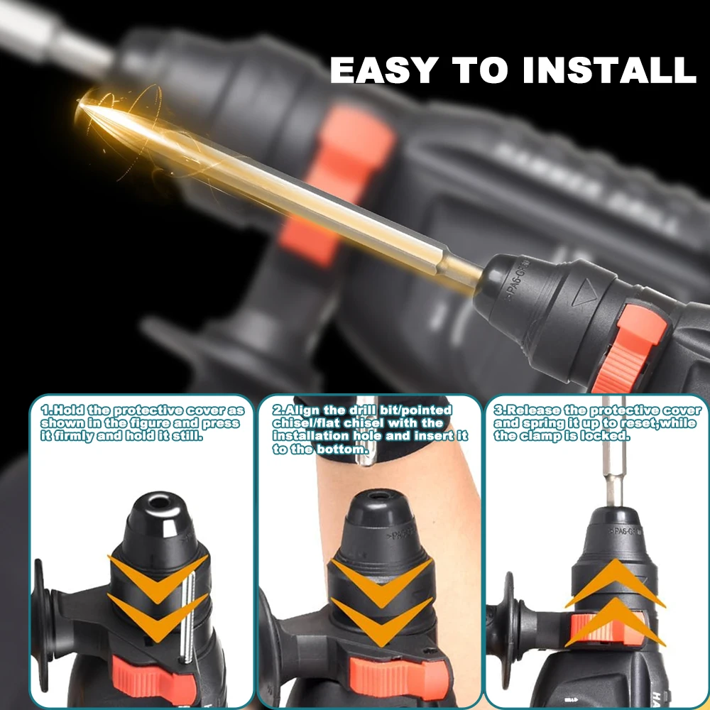 Brushless Cordless Rotary Hammer Drill 18V SDS Plus Electric Hammer Drill 4 Modes Power Tools fit Makita 18v Battery(No Battery)