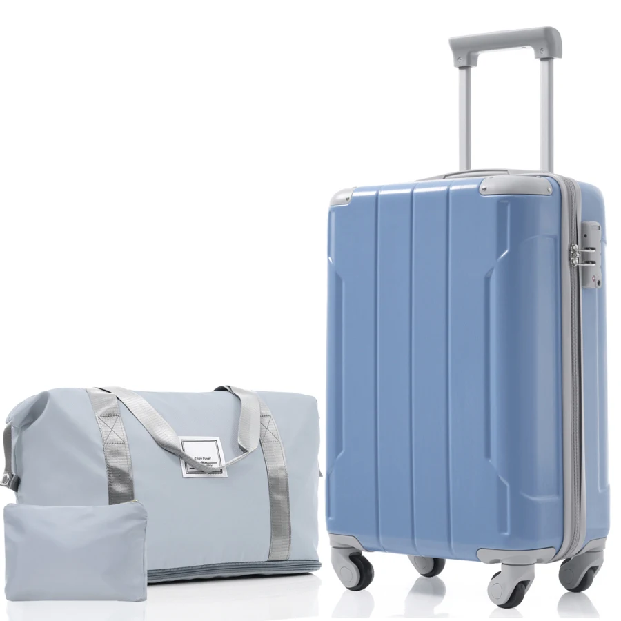 

20 Inch Carry On Luggage Set 3 Piece for weekend getaways and business travel, ABS hardshell material, black color, lightweight