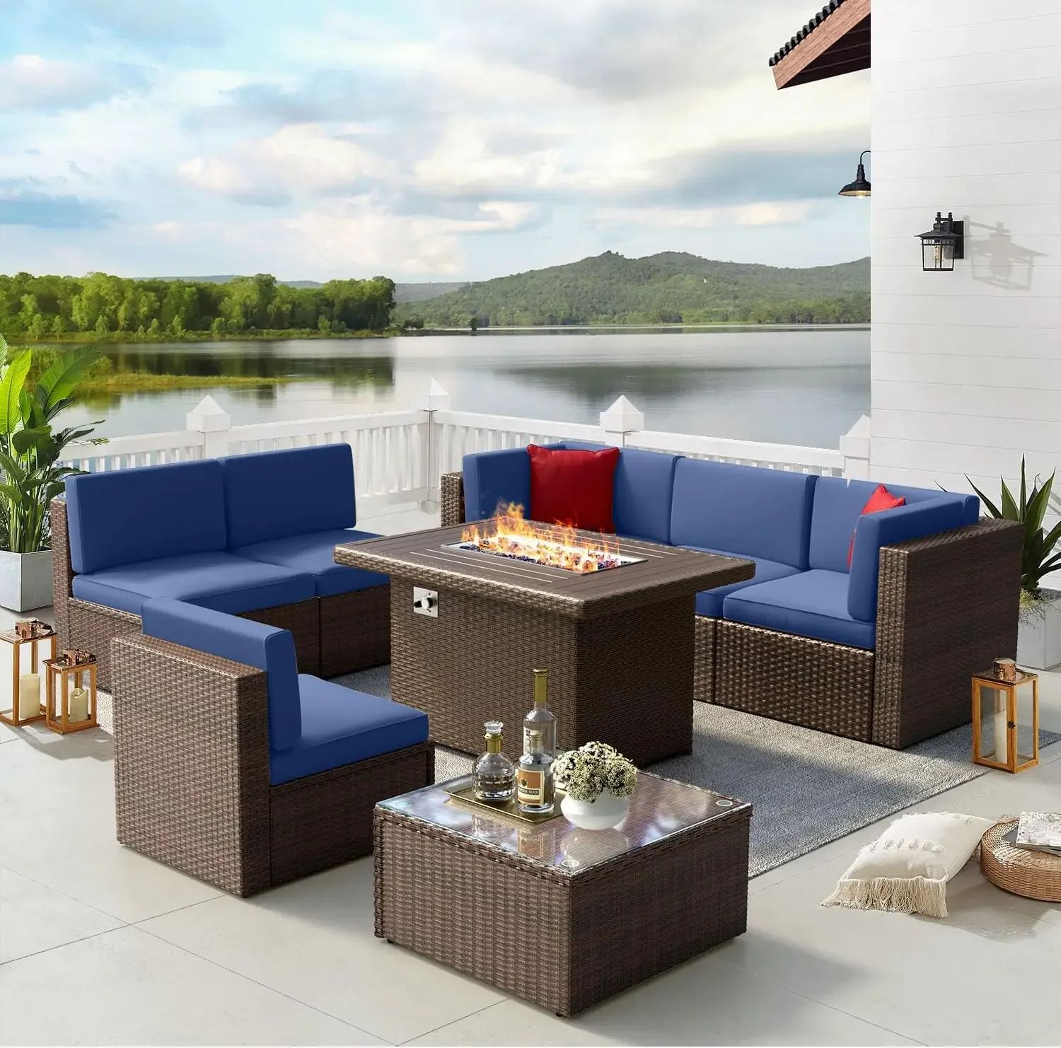 Patio Furniture Set, 8PCS with 40