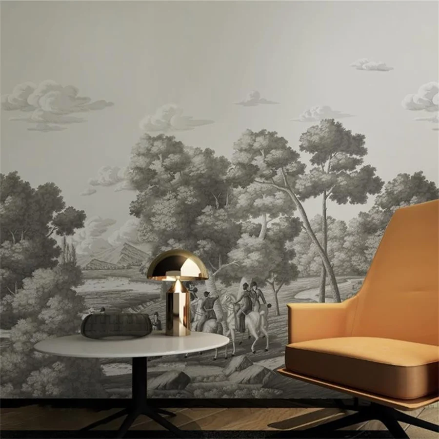 

Custom Wallpaper 3D Living Room Bedroom Mural French Countryside Wallpapers European Western Painting Background Landscape mural