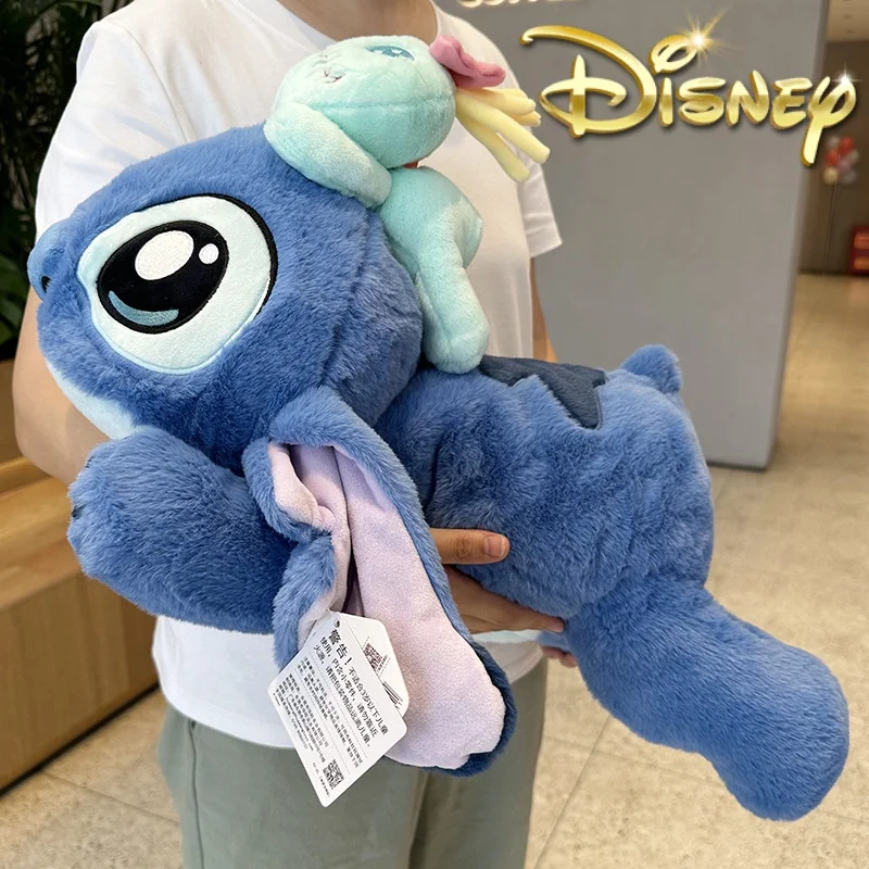 New Arrival Disney Kawaii Stitch Stuffed Toy Lying Position Stitch Plush Doll Hanging Bag Birthday Gift For Kids Or Girlfriend