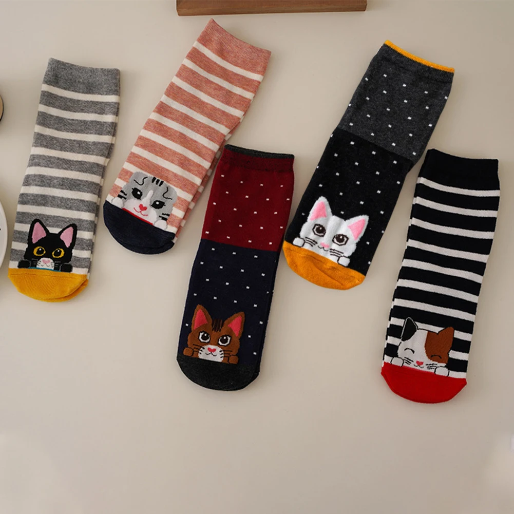 5/10 Pairs Women Socks Animal Pattern Cotton Socks Colorful Funny Sweat Wicking Socks Soft Comfortable Casual Girl Socks image 5