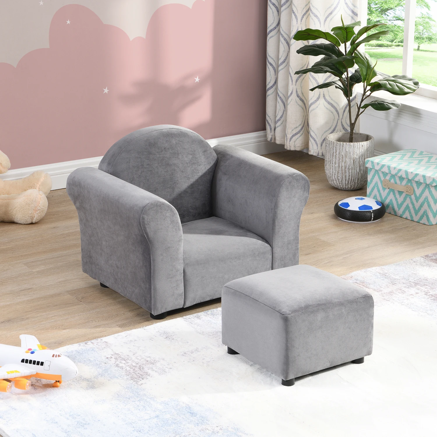 

Kids Chair, Kids Upholstered Couch with ottoman